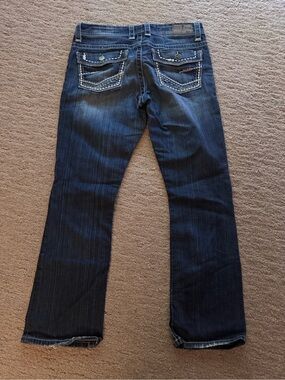 BKE Women's Dark Blue Bootcut Jeans with Embroidered Pockets
